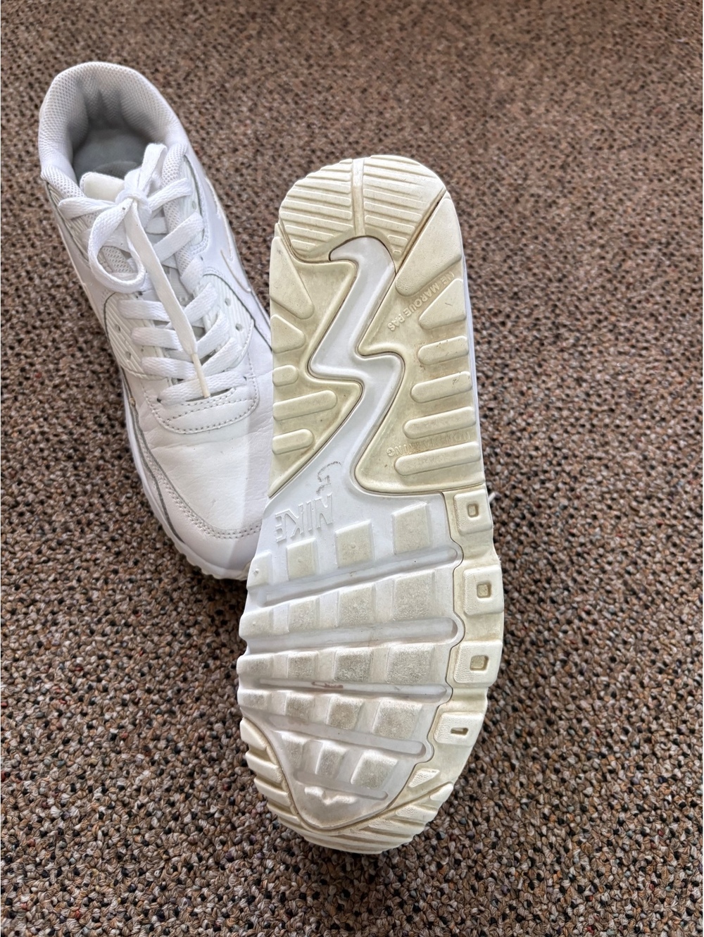 Nike Air Max 90 White Leather Sneakers US 7 Women / 6 UK - Picture 2 of 8